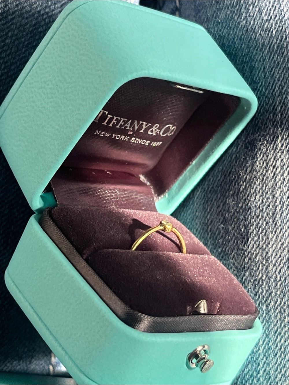 Tiffany & Co. Wave Single Row Diamond Ring Signature Tiffany Blue Box